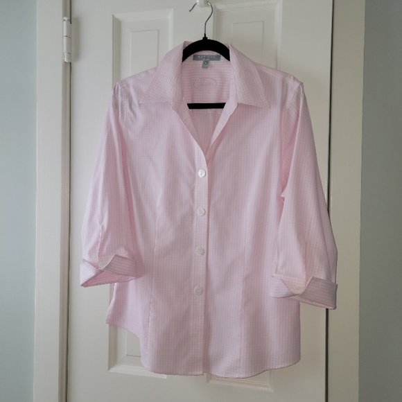 Foxcroft Women's Fitted Pink/White Checked Shirt NWOT Size 12 - Picture 8 of 13